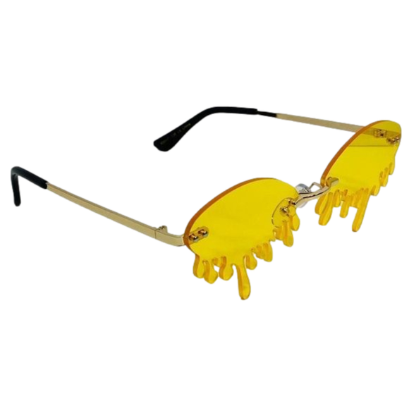 6071 | Yellow Rimless Drip Novelty Sunglasses - Picture 2 of 5